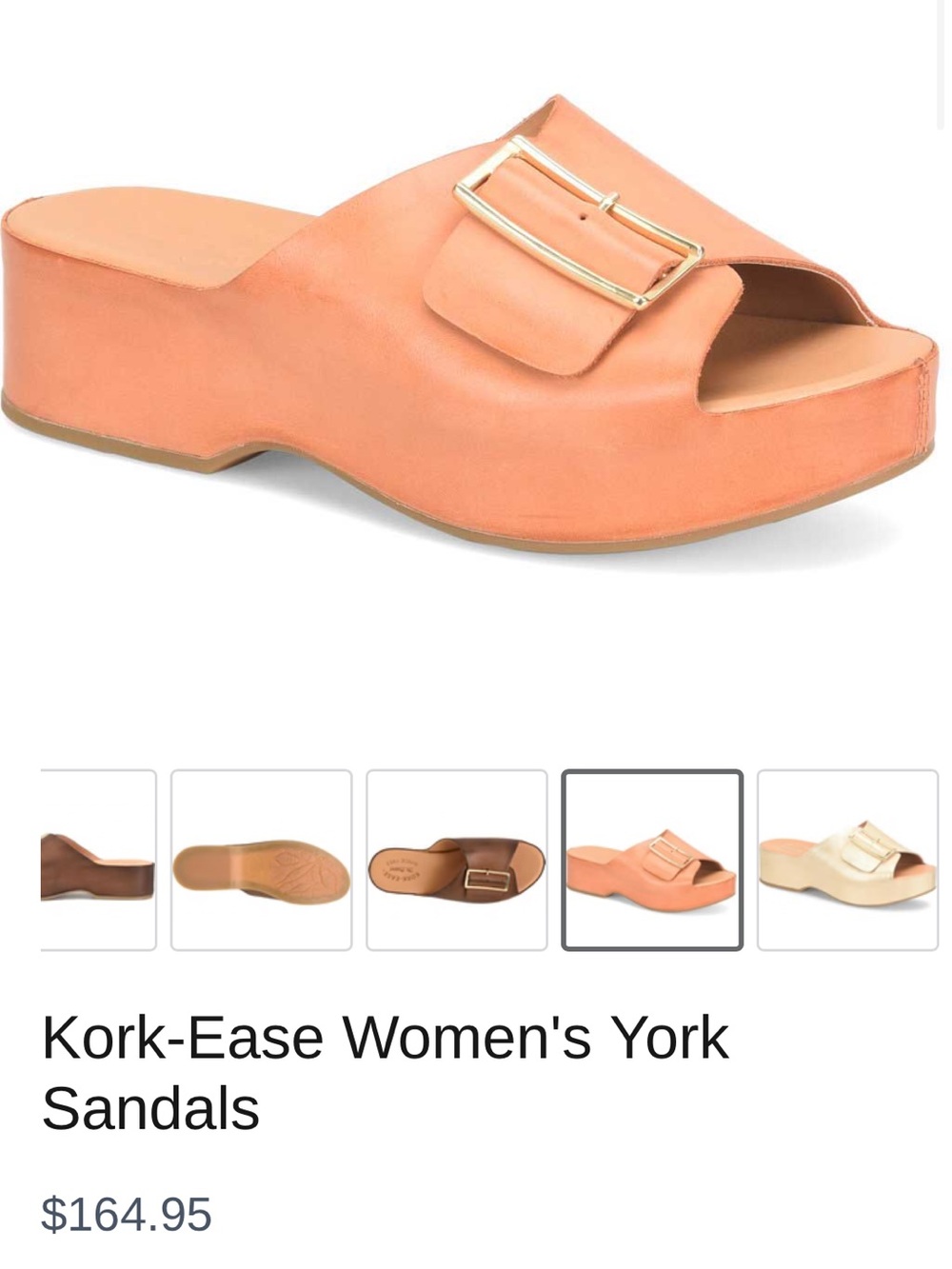Kork-Ease Coral Slide Mules with Gold Buckle